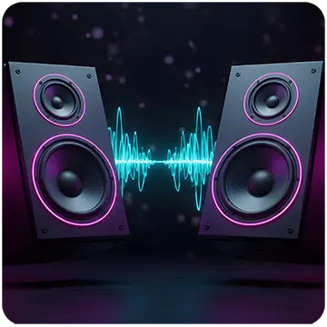 pair of speakers illustrating audio vibrations