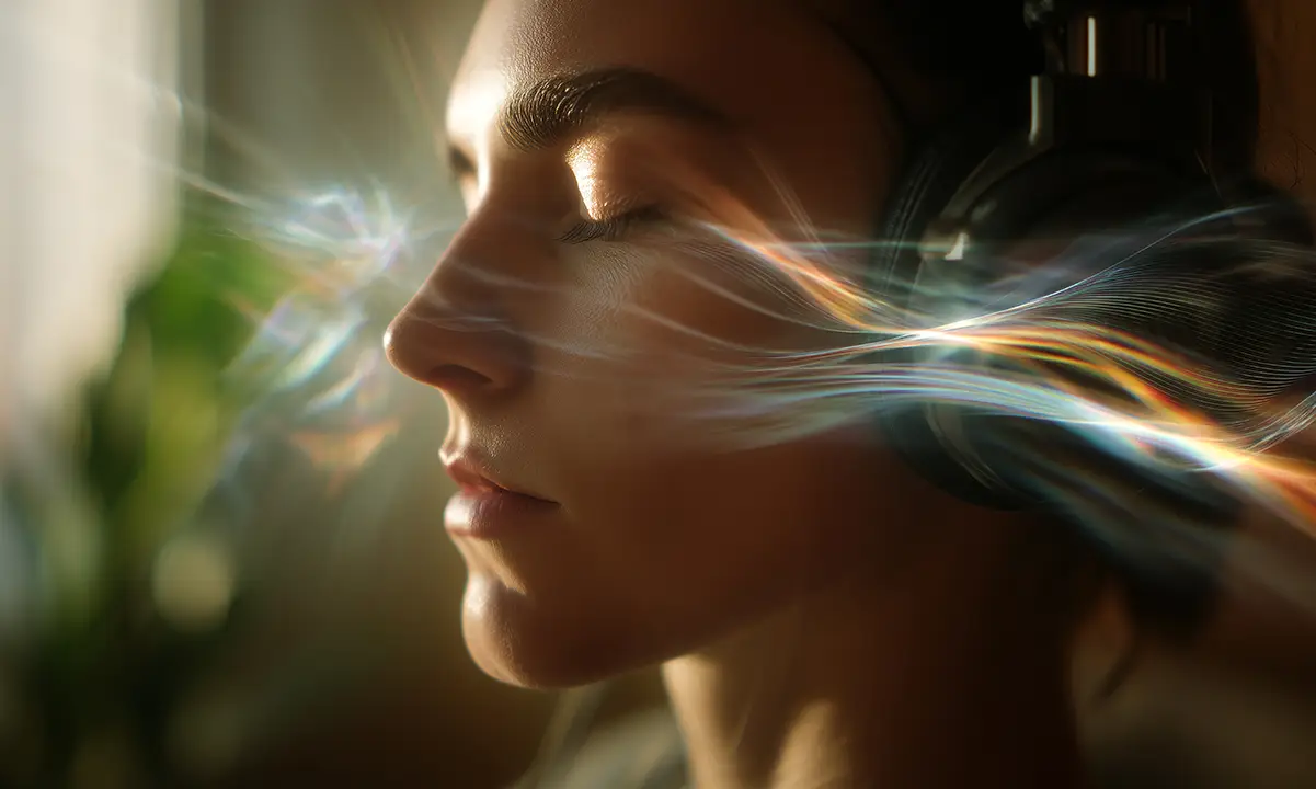woman listening to music
